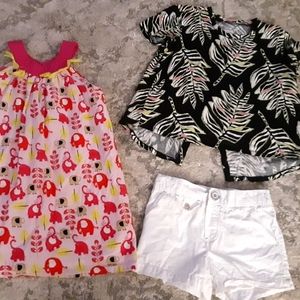 End of Summer Bundle! Girls dress + top + short 6Y